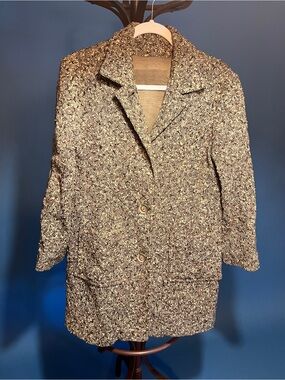 Vintage Textured Brown Tweed Button Front Coat